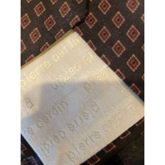 Pierre Cardin Men's Brown Geometric Designer Tie Formal, Office, Luxury - Picture 4 of 4